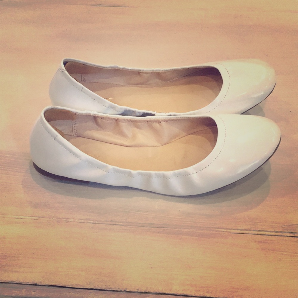 White ballet flats- patent leather